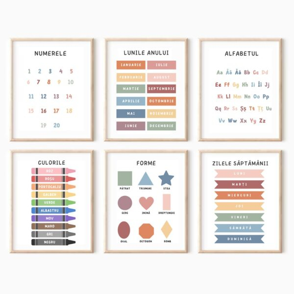 Set 6 tablouri educative pentru copii